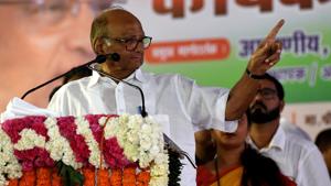 At 79, Sharad Pawar, who has been Maharashtra’s chief minister for a record four terms, is fighting a lonely battle with some of his senior-most associates leaving him.(HT PHOTO.) At 79, Sharad Pawar, who has been Maharashtra’s chief minister for a record four terms, is fighting a lonely battle with some of his senior-most associates leaving him.(HT PHOTO.)