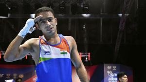 Amit Panghal creates history.(PTI) Amit Panghal creates history.(PTI)