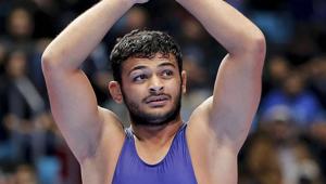 Reigning junior world champion Deepak Punia (86kg) defeats Switzerland's Stefan Reichmuth in their semifinal bout of World Wrestling Championship 2019.(PTI) Reigning junior world champion Deepak Punia (86kg) defeats Switzerland's Stefan Reichmuth in their semifinal bout of World Wrestling Championship 2019.(PTI)