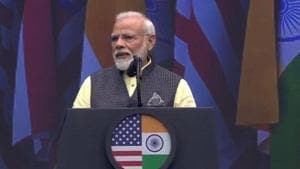 Prime Minister Narendra Modi was speaking at ‘Howdy, Modi!’—the mega event of the Indian American community held at Houston city’s NRG stadium on Sunday.(TEXAS INDIA FORUM.) Prime Minister Narendra Modi was speaking at ‘Howdy, Modi!’—the mega event of the Indian American community held at Houston city’s NRG stadium on Sunday.(TEXAS INDIA FORUM.)