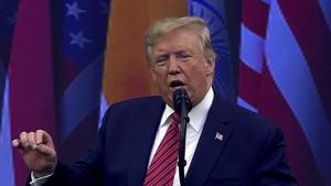 US President Donald Trump addressing the Indian American community during the Howdy Modi event at NRG Stadium in Houston on Sunday.(ANI Photo) US President Donald Trump addressing the Indian American community during the Howdy Modi event at NRG Stadium in Houston on Sunday.(ANI Photo)