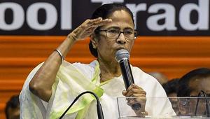 West Bengal Chief Minister Mamata Banerjee addresses during the Indian National Trinamool Trade Union Congress (INTTUC) rally, in Kolkata, Monday.(PTI) West Bengal Chief Minister Mamata Banerjee addresses during the Indian National Trinamool Trade Union Congress (INTTUC) rally, in Kolkata, Monday.(PTI)