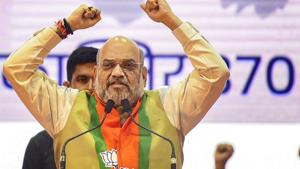 Home Minister Amit Shah speaks during a rally in Mumbai, Sunday, Sept. 22, 2019.(PTI) Home Minister Amit Shah speaks during a rally in Mumbai, Sunday, Sept. 22, 2019.(PTI)