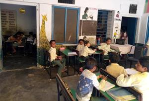 Government Elementary School, Navi Basti is being run on the premises of dharamshala Gobind Nagar.(HT PHOTO) Government Elementary School, Navi Basti is being run on the premises of dharamshala Gobind Nagar.(HT PHOTO)