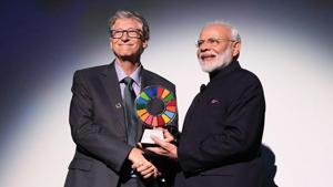PM Modi received the Bill and Melinda Gates Foundation Award, September 25, 2019.(Photo: Twitter/@narendramodi) PM Modi received the Bill and Melinda Gates Foundation Award, September 25, 2019.(Photo: Twitter/@narendramodi)
