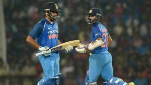 A file photo of Rohit Sharma (L) and Ajinkya Rahane.(AFP) A file photo of Rohit Sharma (L) and Ajinkya Rahane.(AFP)