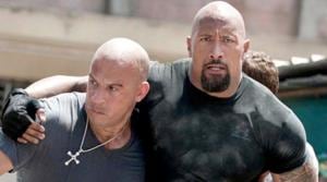 Dwayne Johnson and Vin Diesel in a still from Fast Five.