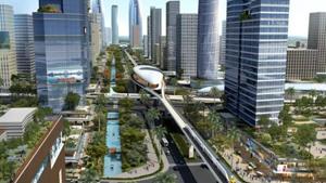 A computer-generated representative photo of Andhra Pradesh’s ‘world class’ capital Amaravati, of which the 33 floor tower was supposed to be a part of.(File Photo provided by AP government) A computer-generated representative photo of Andhra Pradesh’s ‘world class’ capital Amaravati, of which the 33 floor tower was supposed to be a part of.(File Photo provided by AP government)