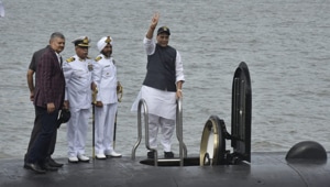 INS Khanderi, India’s second Scorpene-class attack submarine was commissioned into Indian navy.(Anshuman Poyrekar/HT Photo) INS Khanderi, India’s second Scorpene-class attack submarine was commissioned into Indian navy.(Anshuman Poyrekar/HT Photo)