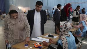 The vote marks the culmination of a bloody election campaign that is seen as a two-horse race between President Ashraf Ghani and his bitter rival Abdullah Abdullah, the country’s chief executive.(AP Photo) The vote marks the culmination of a bloody election campaign that is seen as a two-horse race between President Ashraf Ghani and his bitter rival Abdullah Abdullah, the country’s chief executive.(AP Photo)