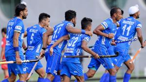 India hockey team celebrates after scoring a goal.(Frank Uijlenbroek/Hockey Indiaa) India hockey team celebrates after scoring a goal.(Frank Uijlenbroek/Hockey Indiaa)