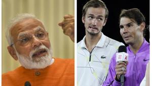PM Narendra Modi lauds Rafael Nadal and Daniil Medvedev.(PTI) PM Narendra Modi lauds Rafael Nadal and Daniil Medvedev.(PTI)