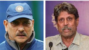 Ravi Shastri (L) and CAC head Kapil Dev (R)(HT Collage) Ravi Shastri (L) and CAC head Kapil Dev (R)(HT Collage)