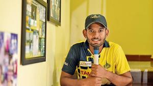 Indian software developer and Cricketer Kaushik Gandhi poses for a picture at his residence in Chennai(Amal KS/ Hindustan Times)