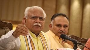 Haryana chief minister Manohar Lal Khattar on Sunday slammed the opposition for misleading the public by presenting bogus unemployment reports.(HT Photo)