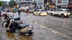 Heavy rains continued in several parts of Saurashtra including Rajkot, Junagadh, Morbi and Devbhoomi Dwarka districts on Sunday, according to the Gujarat emergency operation centre.(PTI PHOTO) Heavy rains continued in several parts of Saurashtra including Rajkot, Junagadh, Morbi and Devbhoomi Dwarka districts on Sunday, according to the Gujarat emergency operation centre.(PTI PHOTO)