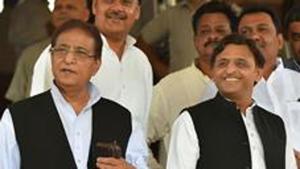 Samajwadi Party leader Azam Khan (left) with party president Akhilesh Yadav. The party has announced the candidature of Azam Khan’s wife for bypolls to Rampur assembly seat.(PTI File) Samajwadi Party leader Azam Khan (left) with party president Akhilesh Yadav. The party has announced the candidature of Azam Khan’s wife for bypolls to Rampur assembly seat.(PTI File)