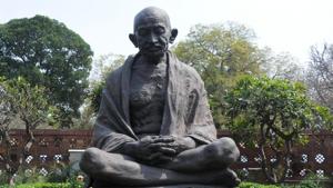 Mahatma Gandhi statue in the Parliament premises.(IANS) Mahatma Gandhi statue in the Parliament premises.(IANS)