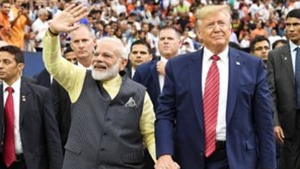 Addressing more than 50,000 Indian-Americans in Houston on September 22, with US president Trump standing next to him, Modi cheered for his ‘friend’ Trump and said ‘abki baar, Trump sarkar’. (Photo @narendramodi) Addressing more than 50,000 Indian-Americans in Houston on September 22, with US president Trump standing next to him, Modi cheered for his ‘friend’ Trump and said ‘abki baar, Trump sarkar’. (Photo @narendramodi)