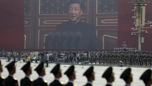 A huge screen shows Chinese President Xi Jinping delivering a speech at the start of a parade to mark the 70th anniversary of the founding of the People's Republic of China, in Beijing, Tuesday, Oct. 1, 2019.(AP) A huge screen shows Chinese President Xi Jinping delivering a speech at the start of a parade to mark the 70th anniversary of the founding of the People's Republic of China, in Beijing, Tuesday, Oct. 1, 2019.(AP)