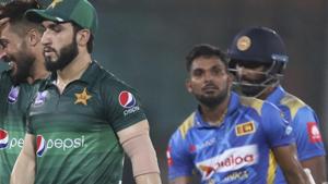 Pakistani players celebrate their victory against Sri Lanka.(AP) Pakistani players celebrate their victory against Sri Lanka.(AP)