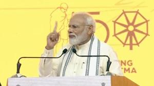 PM Modi at Sabarmati riverfront in Ahmedabad(Twitter/@BJP4India) PM Modi at Sabarmati riverfront in Ahmedabad(Twitter/@BJP4India)
