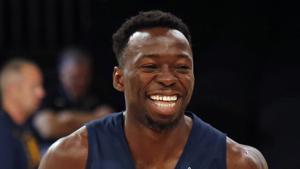 Indiana Pacers player Amida Brimah trains ahead of their match against Sacramento Kings for the NBA India Games 2019 in Mumbai.(AP) Indiana Pacers player Amida Brimah trains ahead of their match against Sacramento Kings for the NBA India Games 2019 in Mumbai.(AP)