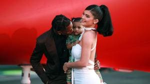 Travis Scott, Stormi Webster, and Kylie Jenner attend the premiere of Netflix's Travis Scott: Look Mom I Can Fly at Barker Hangar.(AFP) Travis Scott, Stormi Webster, and Kylie Jenner attend the premiere of Netflix's Travis Scott: Look Mom I Can Fly at Barker Hangar.(AFP)