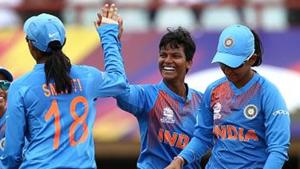 File image: Deepti Sharma of India celebrates her wicket with team mates(IDI via Getty Images) File image: Deepti Sharma of India celebrates her wicket with team mates(IDI via Getty Images)