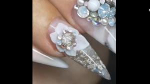 When the bride’s father died before the big day, her cousin Kirsty Meakin, who works as a nail artist, had the idea to use his ashes in her design.(Photo: Screengrab) When the bride’s father died before the big day, her cousin Kirsty Meakin, who works as a nail artist, had the idea to use his ashes in her design.(Photo: Screengrab)