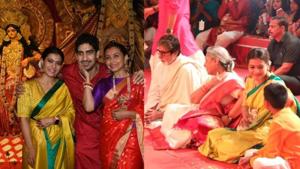 Kajol, Rani Mukerji, Amitabh Bachchan and Jaya Bachchan came together for Durga Puja celebrations on Sunday.