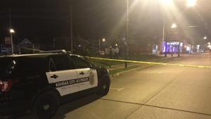 In this image from 41 KSHB Kansas City Action News police work the scene of a shooting outside a Kansas City, Kansas bar on Sunday.(AP) In this image from 41 KSHB Kansas City Action News police work the scene of a shooting outside a Kansas City, Kansas bar on Sunday.(AP)