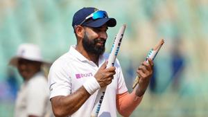 India's Mohammed Shami holds a stump broken by him after winning over South Africa(PTI) India's Mohammed Shami holds a stump broken by him after winning over South Africa(PTI)