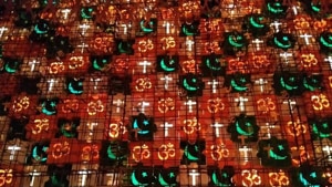 Singha alleged that the aim of Azaan inside the Pandal is a “very mean political motive.”(Photo: ANI) Singha alleged that the aim of Azaan inside the Pandal is a “very mean political motive.”(Photo: ANI)