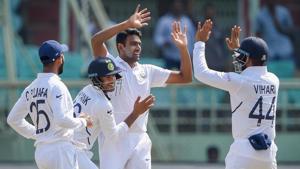 R Ashwin equalled Muralitharan’s record.(PTI) R Ashwin equalled Muralitharan’s record.(PTI)