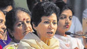 Kumari Selja, Haryana Congress chief, said the party believes in fulfilling its poll promises.(Sant Arora/ Hindustan Times) Kumari Selja, Haryana Congress chief, said the party believes in fulfilling its poll promises.(Sant Arora/ Hindustan Times)