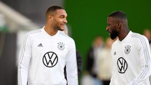 Germany's Antonio Rudiger and Jonathan Tah during training.(REUTERS) Germany's Antonio Rudiger and Jonathan Tah during training.(REUTERS)