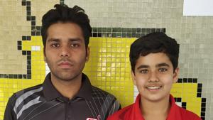 Table tennis players Nikhil Saini and Suhaan Gulati in Ludhiana on Tuesday.(HT PHOTO) Table tennis players Nikhil Saini and Suhaan Gulati in Ludhiana on Tuesday.(HT PHOTO)
