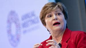 Kristalina Georgieva, managing director of the International Monetary Fund (IMF), speaks during a discussion in Washington on October 8.(Bloomberg) Kristalina Georgieva, managing director of the International Monetary Fund (IMF), speaks during a discussion in Washington on October 8.(Bloomberg)