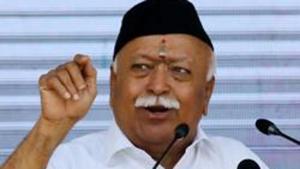 RSS chief Mohan Bhagwat speaks during the Vijayadashmi Utsav 2019 at RSS headquarter in Nagpur, India.(HT/Sunny Shende) RSS chief Mohan Bhagwat speaks during the Vijayadashmi Utsav 2019 at RSS headquarter in Nagpur, India.(HT/Sunny Shende)