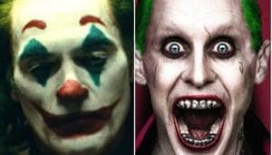 Actors Joaquin Phoenix and Jared Leto as Joker. Actors Joaquin Phoenix and Jared Leto as Joker.