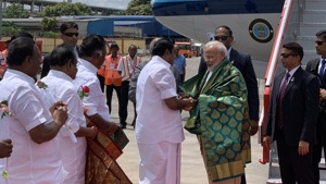 Prime Minister Narendra Modi flew to Mamallapuram whereas Xi Jinping will be landing shortly.(Twitter Photo @narendramodi) Prime Minister Narendra Modi flew to Mamallapuram whereas Xi Jinping will be landing shortly.(Twitter Photo @narendramodi)