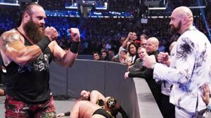 Tyson Fury with WWE Braun Strowman.(WWE) Tyson Fury with WWE Braun Strowman.(WWE)
