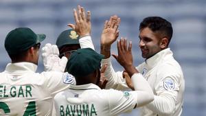 South Africa's cricketer Keshav Maharaj has suffered an injury.(AP) South Africa's cricketer Keshav Maharaj has suffered an injury.(AP)