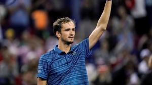 Daniil Medvedev celebrates winning against Stefanos Tsitsipas.(REUTERS) Daniil Medvedev celebrates winning against Stefanos Tsitsipas.(REUTERS)