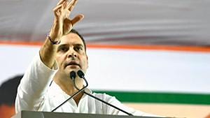 Congress leader Rahul Gandhi addresses an election rally at Chandivali in Mumbai on Sunday. (ANI Photo) Congress leader Rahul Gandhi addresses an election rally at Chandivali in Mumbai on Sunday. (ANI Photo)