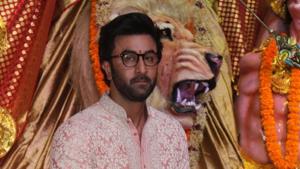 Ranbir Kapoor at a Durga Puja pandal in Mumbai on October 7, 2019.(IANS) Ranbir Kapoor at a Durga Puja pandal in Mumbai on October 7, 2019.(IANS)