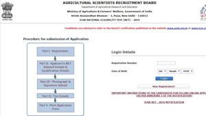Applicants interested and eligible for ICAR NET 2019 examination can apply online at icar.org.in on or before November 4, 2019. (Screengrab) Applicants interested and eligible for ICAR NET 2019 examination can apply online at icar.org.in on or before November 4, 2019. (Screengrab)