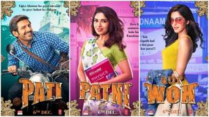 Pati Patni Aur Woh posters: The first look posters show Bhumi Pednekar, Kartik Aaryan and Ananya Panday in their avatar for the film. Pati Patni Aur Woh posters: The first look posters show Bhumi Pednekar, Kartik Aaryan and Ananya Panday in their avatar for the film.
