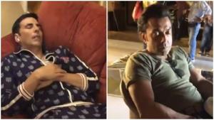 Akshay Kumar and Bobby Deol enjoying their naps on Housefull 4 sets. Akshay Kumar and Bobby Deol enjoying their naps on Housefull 4 sets.